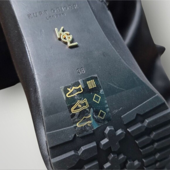 Kurt Geiger Black Satin Pointed Toe Over The Knee Stiletto Boots Size 38 - Picture 5 of 5